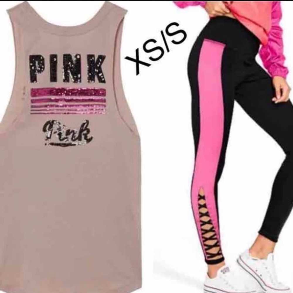 NWT VS PINK XS/S BLING STRAPPY SET